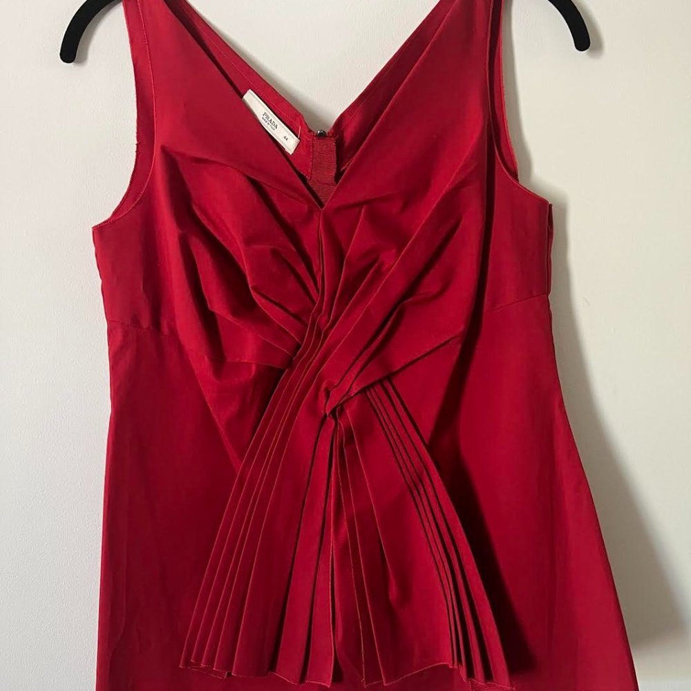 PRADA Red V neck top